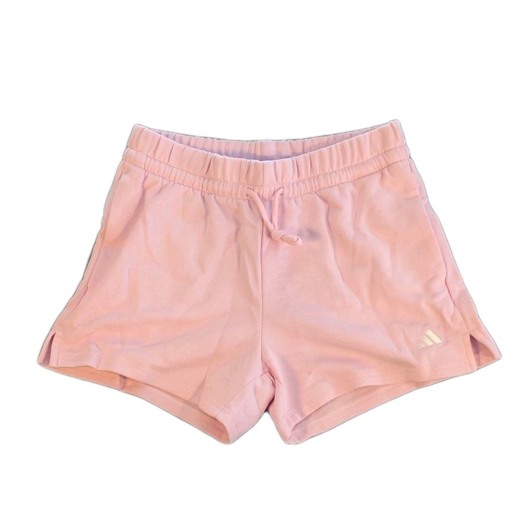 Women's Pink Adidas Essentials Small Logo Feel Cozy Cotton Blend Shorts - 0023